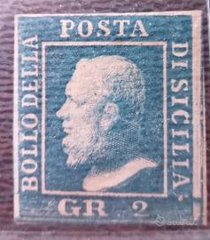 A.S.I.-Regno di Sicilia-2 gr. azzurro chiaro usato