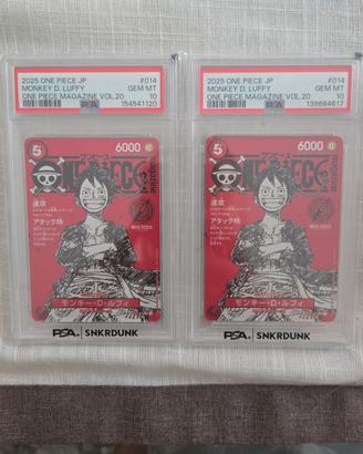 one piece card luffy psa10