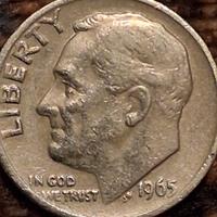 moneta da one dime degli USA del 1965