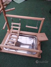 Trespolo pappagalli in legno
