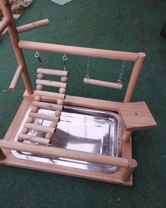 Trespolo pappagalli in legno