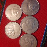 5 monete da 20 dracme anni fine 70 e 80