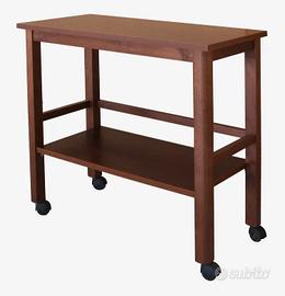 Carrello ristorante porta vivande legno con ruote