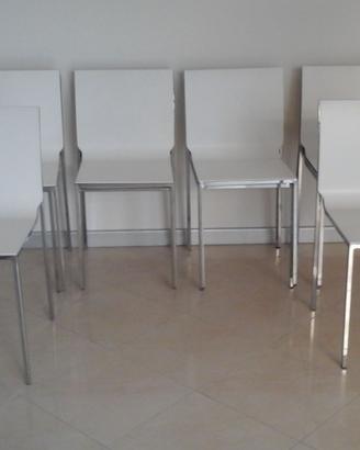 Sedie PVC bianche struttura cromata