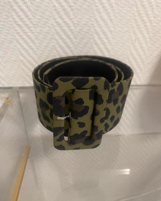 ZARA Cintura animalier in tessuto caki