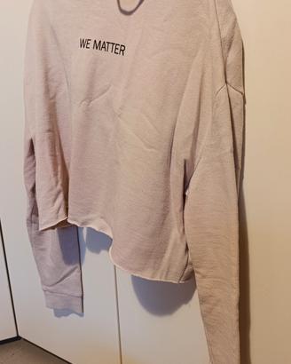 Felpa crop top rosa cipria 