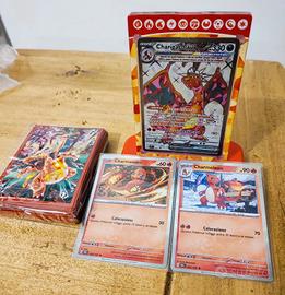 Lotto 3 carte Pokemon Holo + Custodie protettive