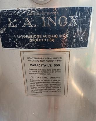 serbatoio per alimenti  in acciaio inox 