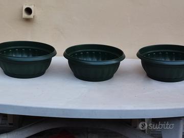 ciotole vasi in resina colore verde nuovi