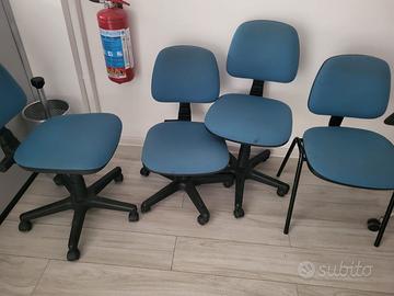 Stock di 4 Sedie da Ufficio Azzurre – 10€ TOTALI