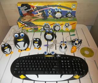 SET COMPUTER PC PINGUINO 5 IN 1 MOUSE TASTIERA WEB