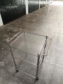 Carrello portaoggetti da bagno in acciaio e vetro