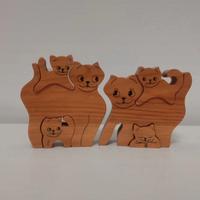 Set gatti in legno Bartolucci, famiglia di gatti 