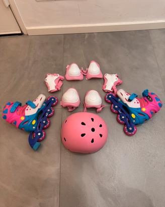 Pattini in linea bambini più set protezioni