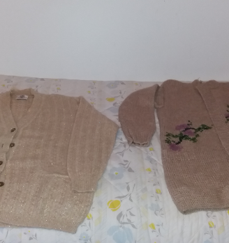 2 cardigan lana beige/