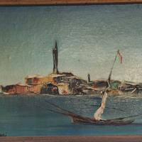 Dipinto smalto su tela: paesaggio marina