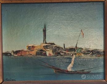 Dipinto smalto su tela: paesaggio marina