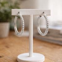 Orecchini, cerchio 8 mm titanio con zirconi