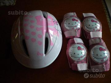 Casco, ginocchiere, proteggi gomiti hello kitty
