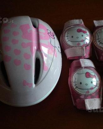 Casco, ginocchiere, proteggi gomiti hello kitty