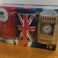 3 Scatole in latta provenienza Londra, cm 10