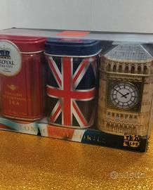 3 Scatole in latta provenienza Londra, cm 10