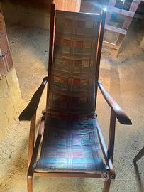 Sdraio pieghevole in legno anni '50-'60.