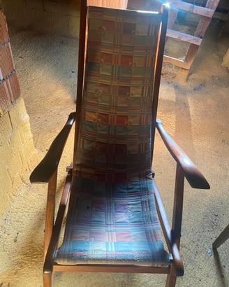 Sdraio pieghevole in legno anni '50-'60.