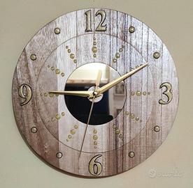 Orologio da parete in legno con specchio