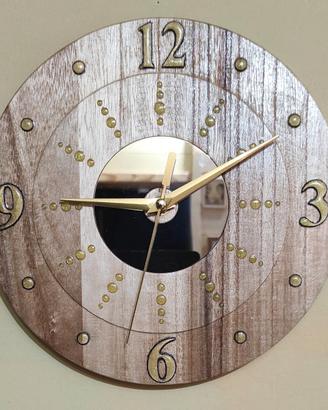 Orologio da parete in legno con specchio