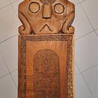 Panca etnica artigianale restaurata legno massello