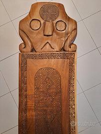 Panca etnica artigianale restaurata legno massello