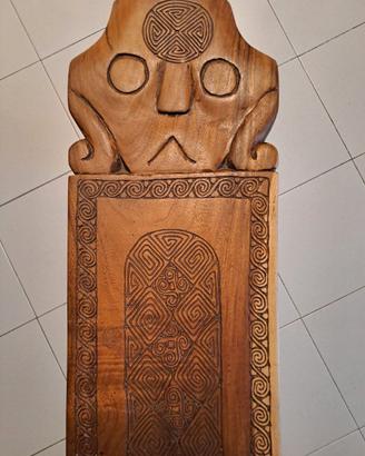 Panca etnica artigianale restaurata legno massello