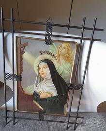 Effige  sacra  s.rita da cascia cornice in  ferro