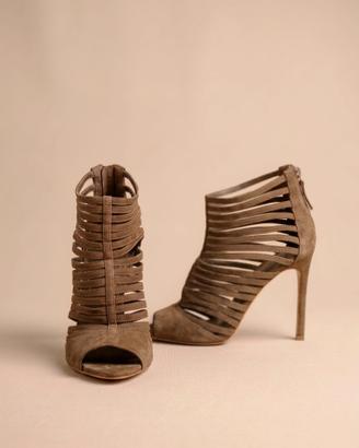 Scarpe con tacco in camoscio Khaki / Strappy suede