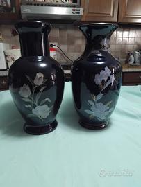 2 vasi decorati a mano cm 37 ceramica 