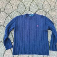 maglione ralph lauren a coste blu taglia M