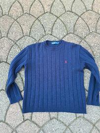 maglione ralph lauren a coste blu taglia M