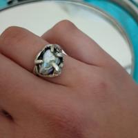 anello argento e perla