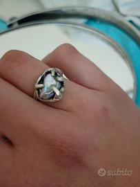 anello argento e perla