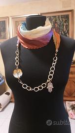 sciarpa foulard gioiello con catena - artigianato