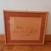 disegno a sanguigna su carta nudo maschile anonimo