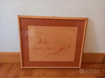 disegno a sanguigna su carta nudo maschile anonimo