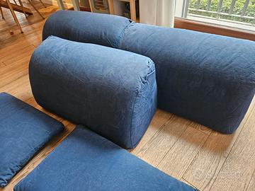 Set 3 Cuscini Blu schienale Divano + 2 piccoli