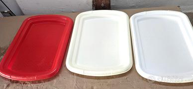 tris 3 Vassoi tre Plastica ovale piatto rosso bian