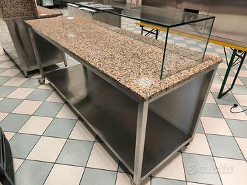 Banco inox con ruote con marmo