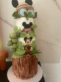 Torta topolino safari in pasta di zucchero