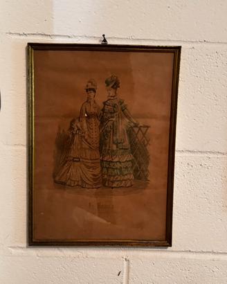 Coppia stampe di moda ottocentesche