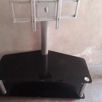 Porta TV nero con colonna 