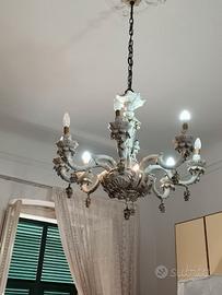 Lampadario decorato porcellana Capodimonte